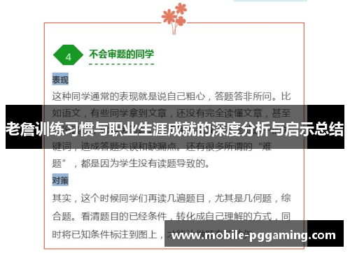 老詹训练习惯与职业生涯成就的深度分析与启示总结